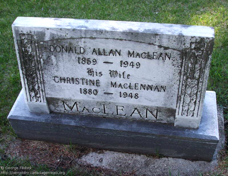Photo of headstones/Christine MacLennan 1880-1948 hdstn Westbourne cem Manitoba